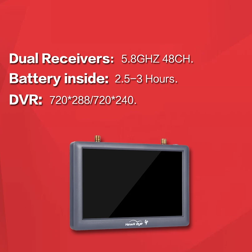 

Hawkeye Little Pilot 4 Built in DVR / III 3 Dual Receiver 5 inch 5.8G 48CH FPV HD Monitor Aerial FPV Display Screen for Drone