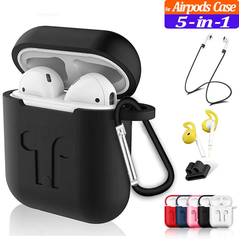 Набор из 5 предметов для Airpods 1 2 Чехол наушников Мягкий силиконовый защитный чехол