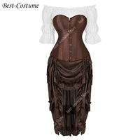 steampunk corset dress renaissance blouse off shouder women corset plus size gothic three pieces set burlesque pirate costume