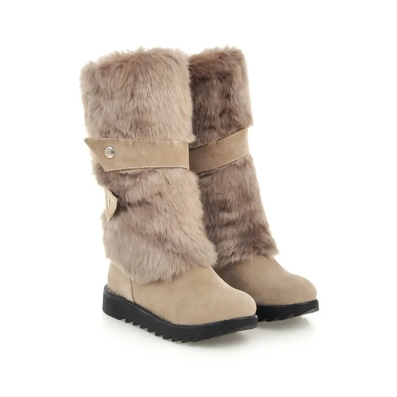 EPHER/женские зимние ботинки на искусственном меху теплые плюшевые до середины