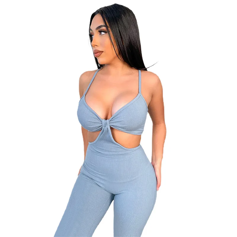 

Donsignet Women's Jumpsuit 2021 Summer New Sexy Hollow Out Sleeveless Backless Tight Casual Jumpsuit Women Fashion Bodysuit