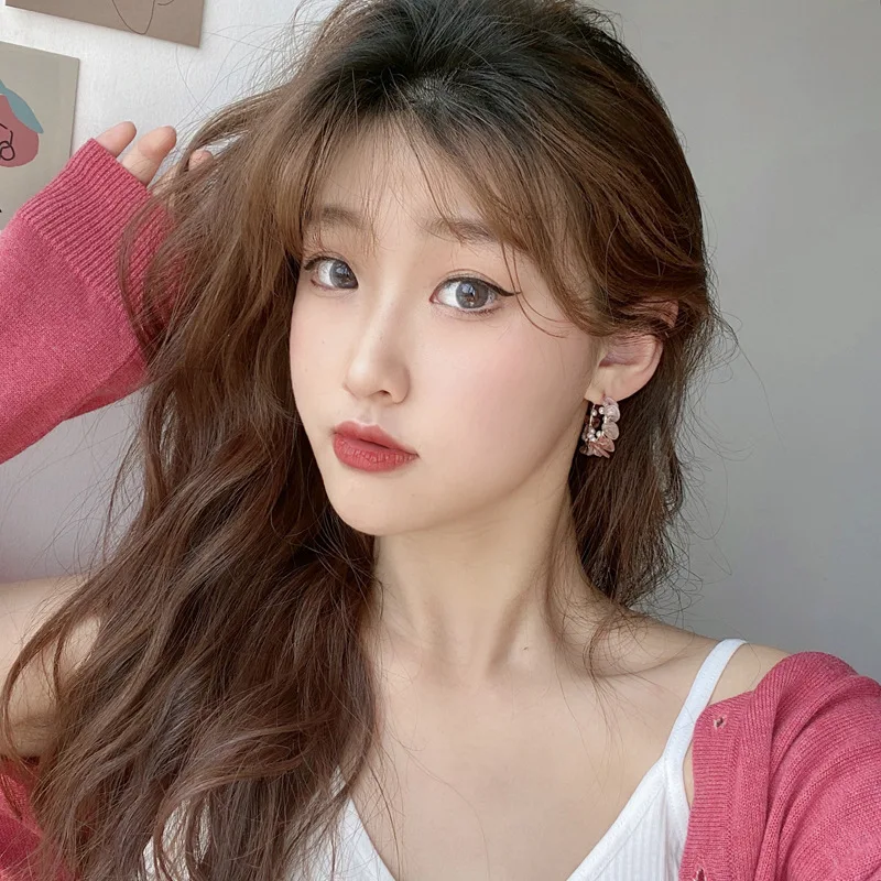 

Pink macadam antiallergic earrings ear ring s925 needle stud fashion jewelry eardrop earring fashion accessories women lady girl