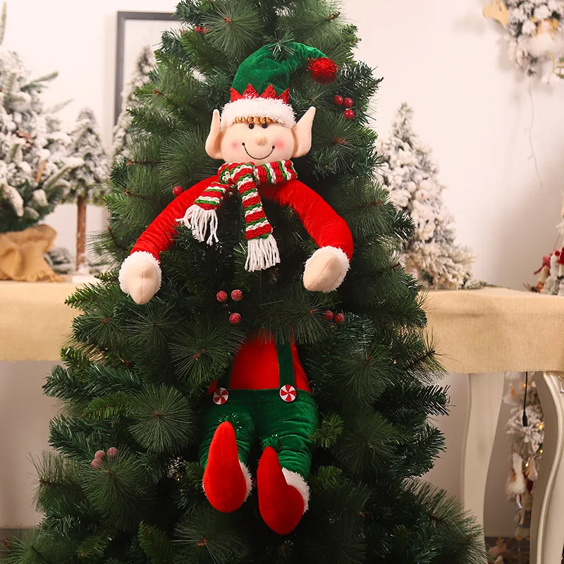 

Creative Christmas Tree Decor Santa Claus Elf Hugging Tree Doll New Year DIY Hanging Craft Xmas Cute Funny Toys Kids Gifts Home