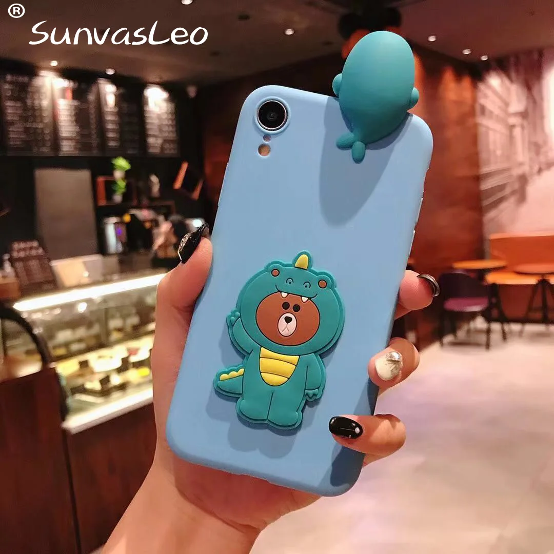 Blue Bear 3D мультфильм животных мягкий чехол для телефона задняя крышка для samsung S6 S7 S8 S9 S10 S10 рlus Lite/M10 M20 M30/Note 3 4 5 8 9/A30 A50 - Цвет: Blue Bear