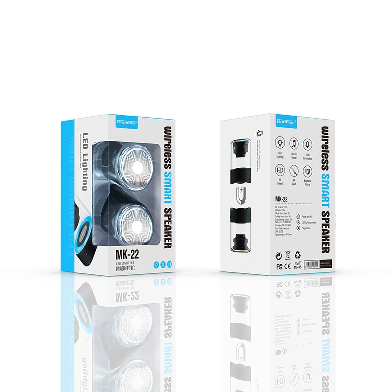 Черный Fineblue MK22 TWS беспроводной динамик Bluetooth мини-динамик светодиодный свет мега бас стерео музыка портативный водонепроницаемый - Цвет: Черный