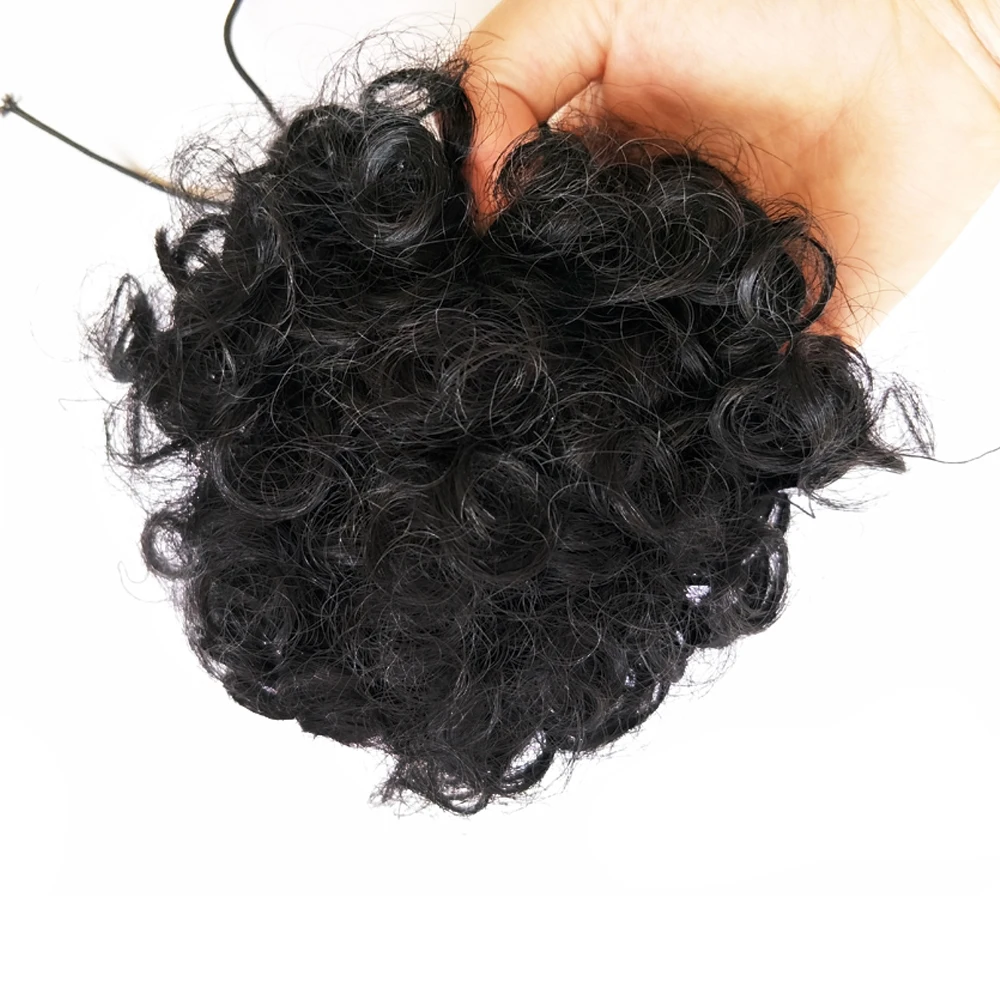 

Afro Bun Puff Short Curly Wig Ponytail Drawstring Jerry Curl Bun Clip in on Synthetic Kinky Curly Chignon Hair Bun