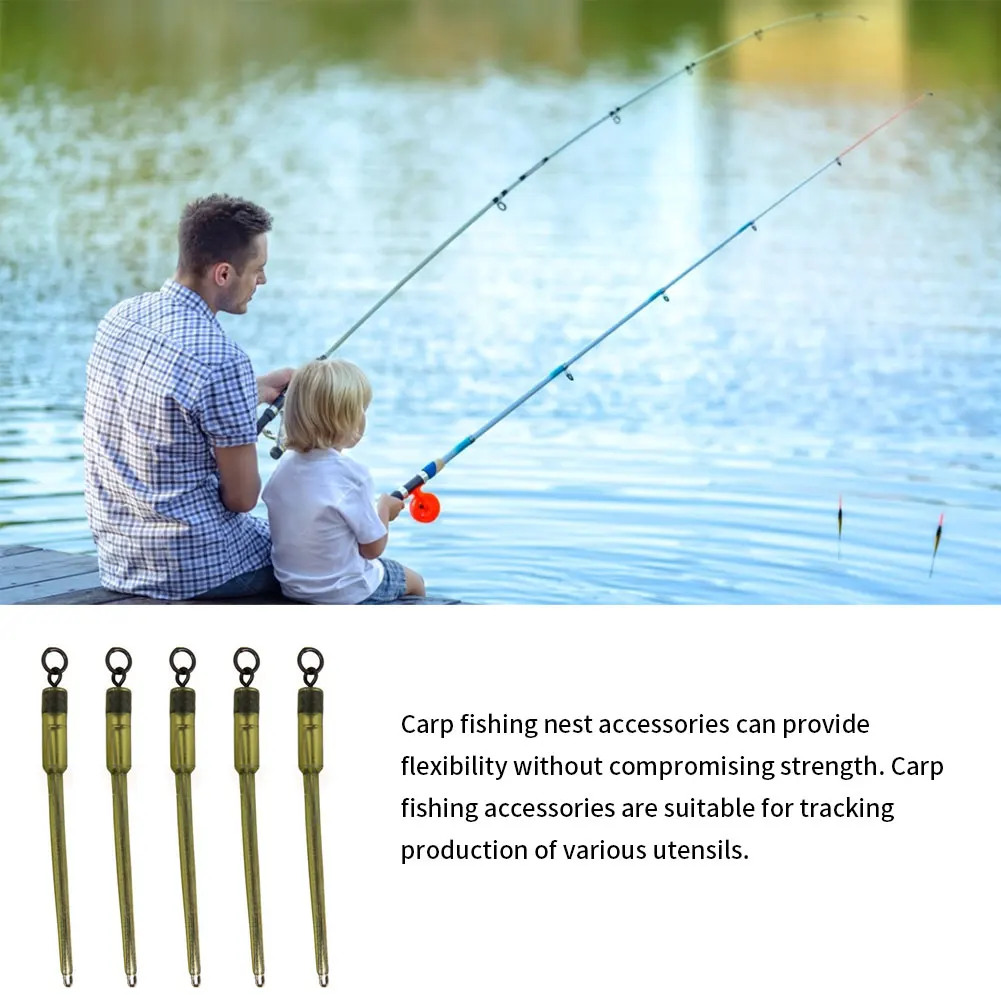 

5PCS Carp Fishing Connector Steel Swivels PVA Tube Bag Stems European Fishing Gear Green ABS And Alloy Fishing Line Connector