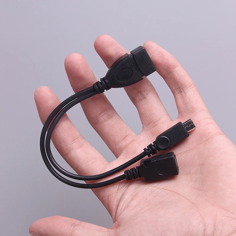 

2 In 1 OTG Micro USB Host Power Y Splitter USB Adapter to Micro 5 Pin Male Female Cable 20cm