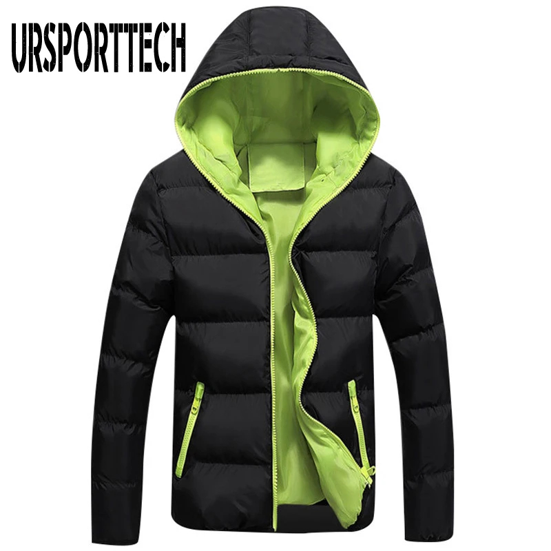 Осенне зимняя мужская куртка Толстая теплая Модная парка с капюшоном