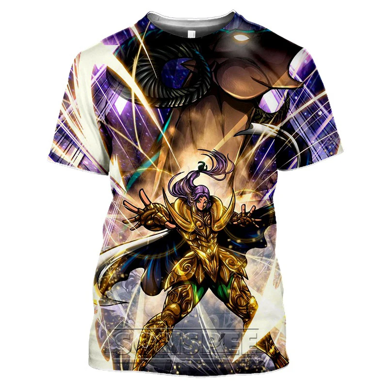 

Summer Saint Seiya Series Men's Printed T-shirt Shirt Cartoon Casual Streetwear Round Neck Short Sleeve Oversized Sweatshirt Top