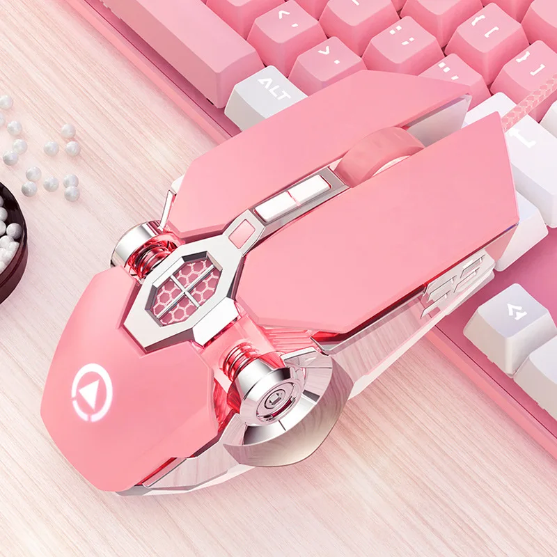 

FOR Pink Mouse Game Dedicated Wired Girl Cute Mechanical Gaming Macro Mute Silent Office Computer computer mouse