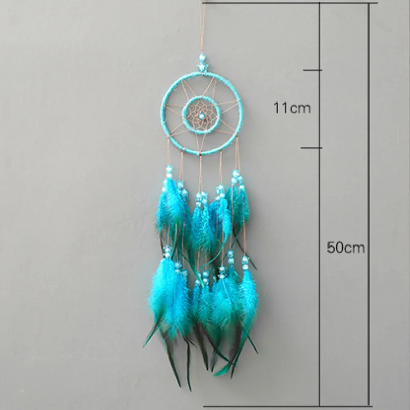 Синее перо украшения ручной работы индийский подвеска Ловец снов студенческий