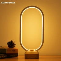 LONRISWAY LED Wood Desk Lamp  Bedroom Bedside Night Light  Dimmable Led Lighting  Creative Home Decor  Unique House Warmging Gif