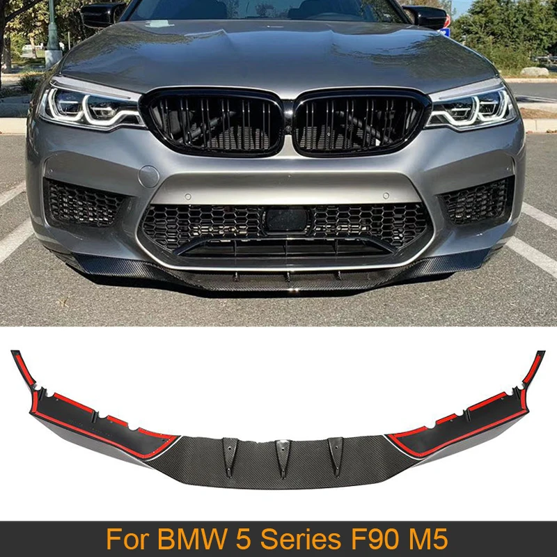 

Car Front Bumper Lip Spoiler Splitters For BMW 5 Series F90 M5 Sedan 2018 - 2020 Front Bumper Lip Spoiler Diffuser Carbon Fiber