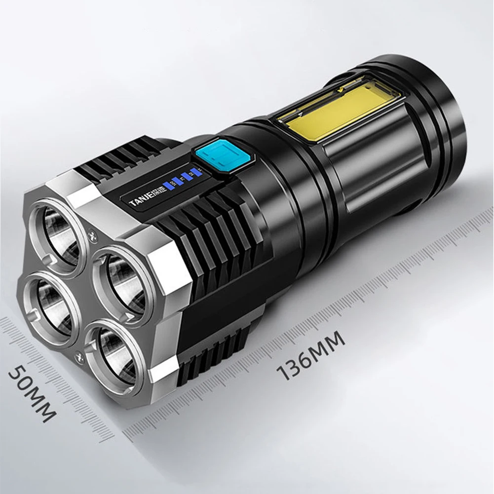 

Portable Flashlight 4LED High Brightness 4 Modes Rechargeable Waterproof Handheld Light For Camping Hiking Fishing Emergency