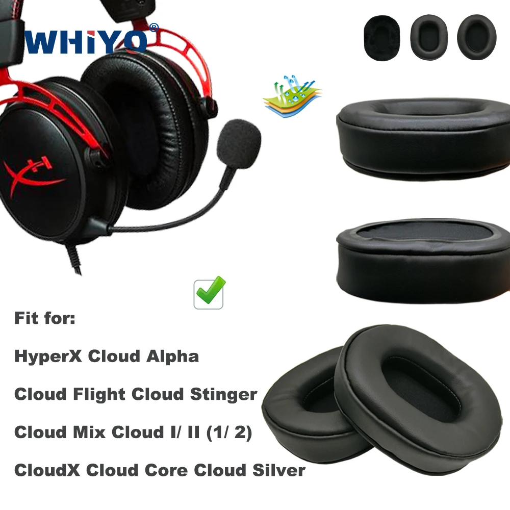 

Replacement Ear Pads for HyperX Cloud Alpha Cloud Flight Stinger Mix Cloud I/ II (1/ 2) CloudX Cloud Core Silver Earmuff