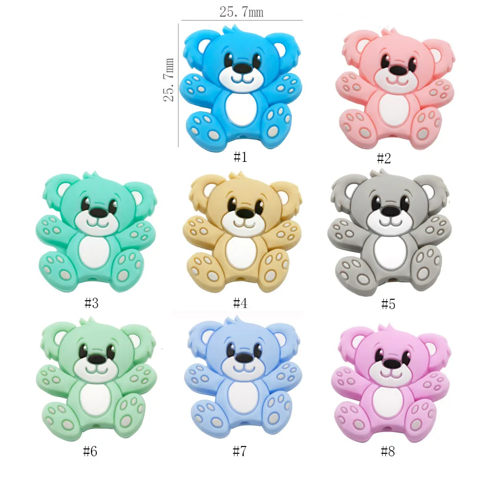 Cute-Idea 10pcs/lot Silicone Teether Beads BPA Free Cartoon Animals Chewable Teething Beads DIY Pacifier Chain Accessories Toys