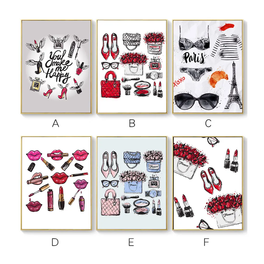 Товары для макияжа изображение модных парижских сумок и ткани скандинавский