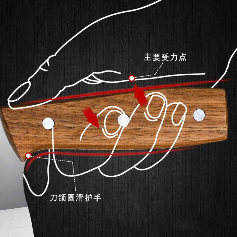 Кухонный нож кухонный измельчитель с деревянной ручкой отельный из нержавеющей