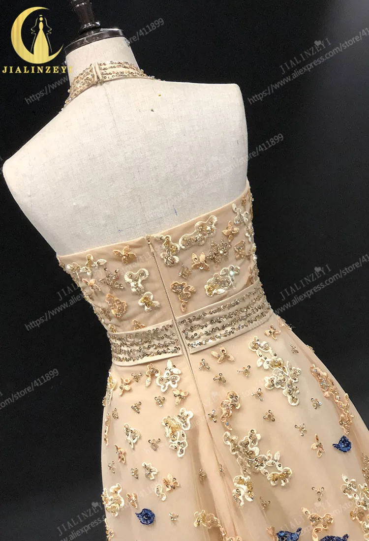 Rhine real Pictures Halter beads Sequins floor length платья женские dress women evening dress long formal dresses