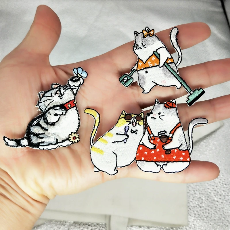 Патчи с вышивкой в виде симпатичного кота наклейка утюгом для одежды куртки