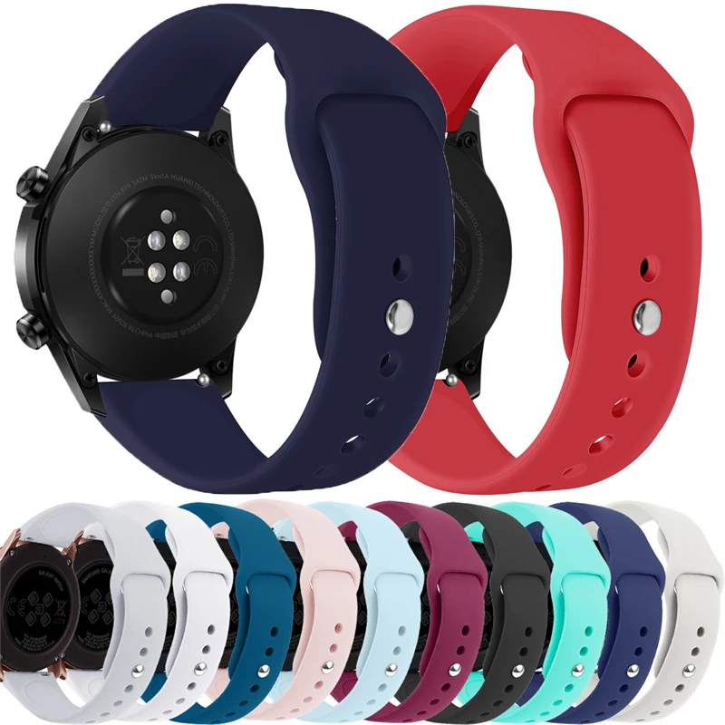 

20mm 22mm Silicone Band for Samsung Active 2 40mm/44mm strap Galaxy watch 3 41/45mm Gear s3 46mm bracelet Huawei watch GT2 strap