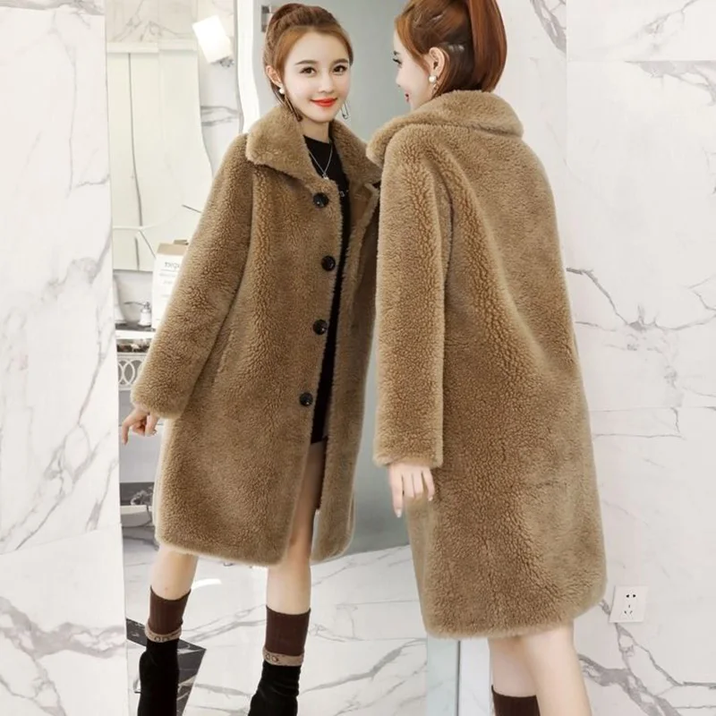 Пальто из овечьей шерсти тонкое теплое зимнее длинное | Женская одежда