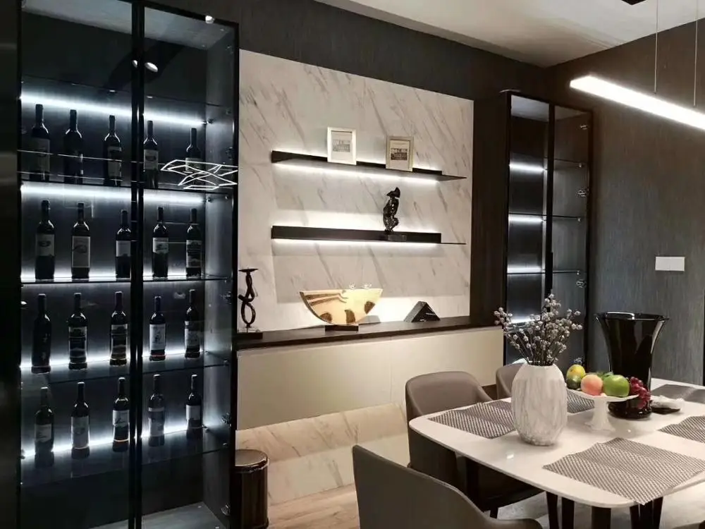 

Italy Minimalist Wall Mounted LED Light L Shape Aluminum Storage Shelf for Living Room, Kitchen