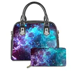 KUILIU 2021 роскошные сумки брендовые дизайнерские Дамские Сумки из искусственной кожи с верхними ручками фиолетовые Galaxy Space Blue Starfield с принтом