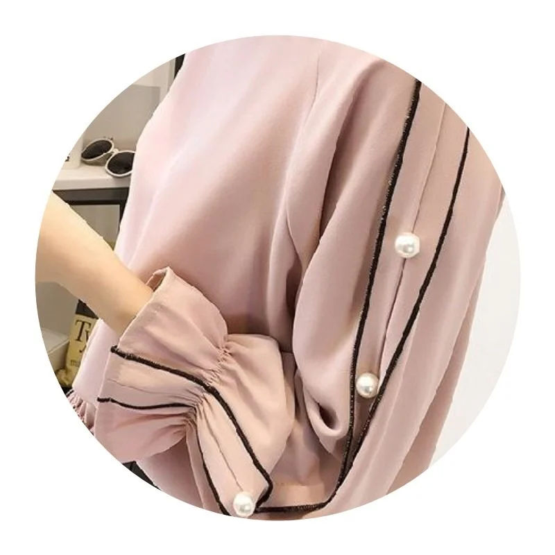 

Houthion Solid Chiffon Women's Blouses Woman Shirt Casual Retro Temperament Blusas Long Sleeve Top Spring Summer Fashion