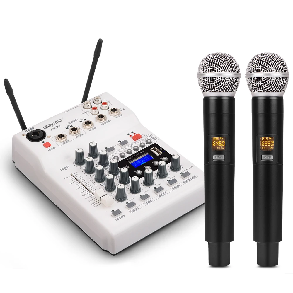 IM 220 аудио DJ миксер КТВ Микрофон Моно USB AUX вход 2 канала ручной UHF беспроводной