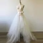 Свадебные Длинные юбки Тюлевая юбка макси Тюлевая юбка с поясом платья с накладкой Для женщин спереди Разделение Saia