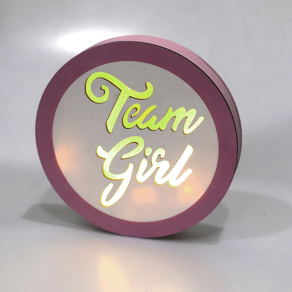 

1Pc Wooden Round Light Baby Party Gender Reveal Light Home Decorative Light