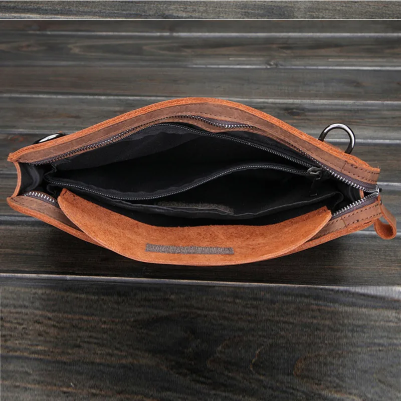 OYIXINGER Genuine Leather Laptop Briefcase Luxury Retro Shoulder Bag Male Top Quality Crazy Horse Laptop Bag For 13