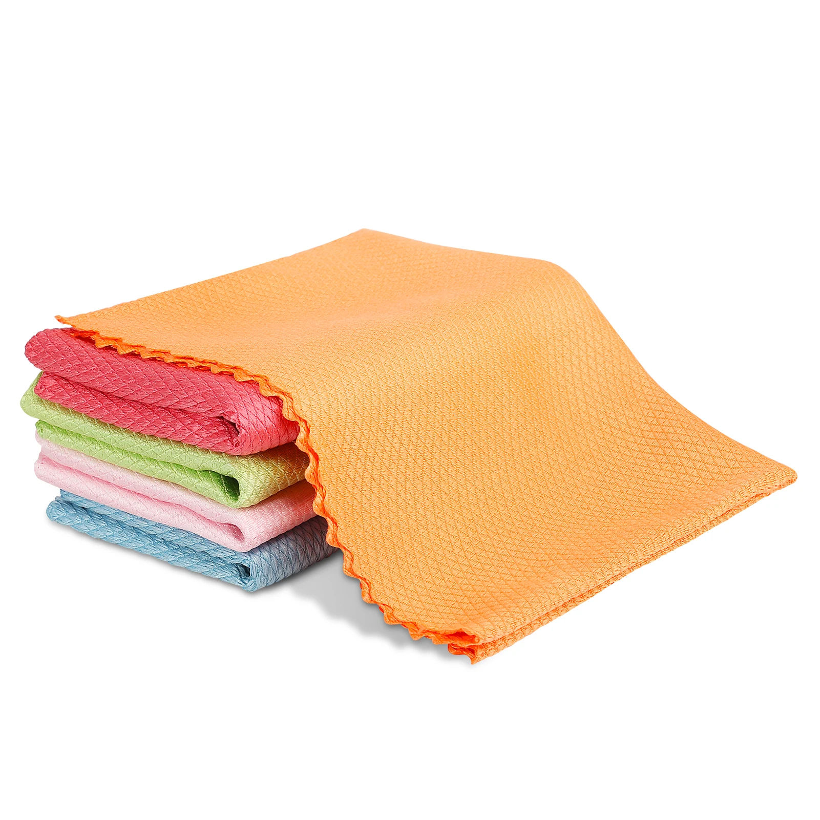 

5pcs Wave Pattern Fish Scale Cloth Rag 30x40cm Water Absorbable Glass Kitchen Cleaning Cloth Wipes Washing Dish Cleaning Towel