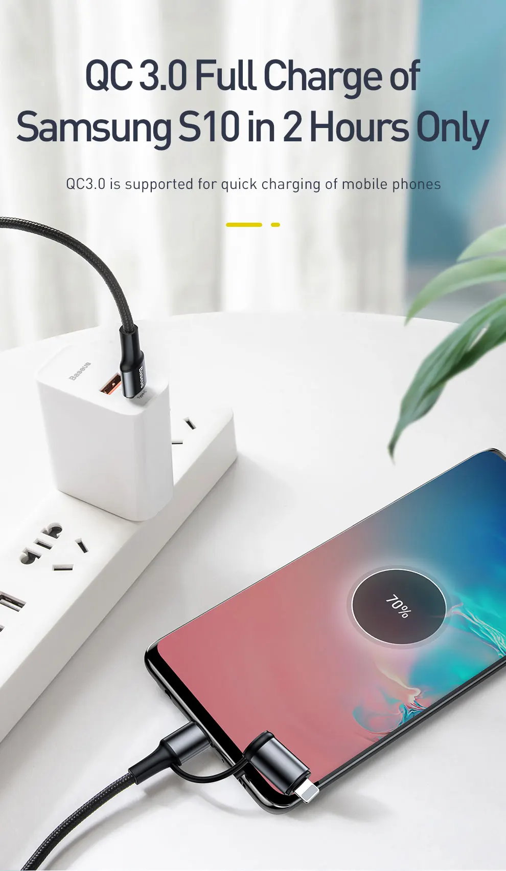 Baseus 60 Вт usb type C кабель для USB-C кабель PD Быстрая зарядка зарядное устройство USBC к usb-кабелю для iPhone Xs Max X 2 в 1 кабель провод шнур
