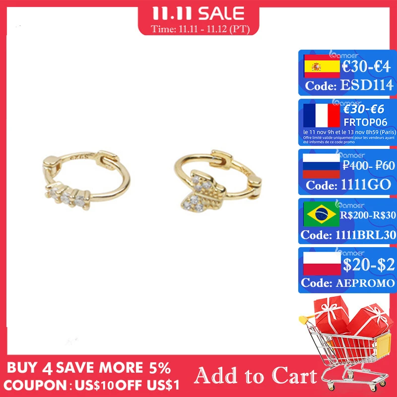 

KOJ Korean Small Hoop Earrings Women Girls Gold/Silver Plated Cross Butterfly Crystal Trendy 2021 Jewelry For Wedding Party