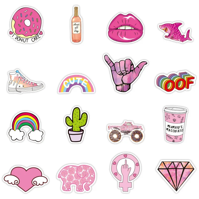 50 шт kawaii vsco наклейки для девочек игрушки мультфильм Розовый водонепроницаемый