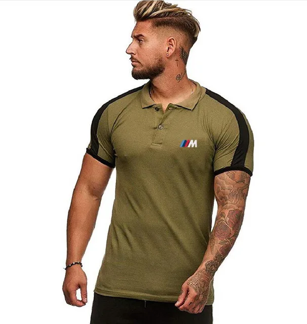 Мужская рубашка поло для BMW с логотипом Летняя мужская отворотом коротким