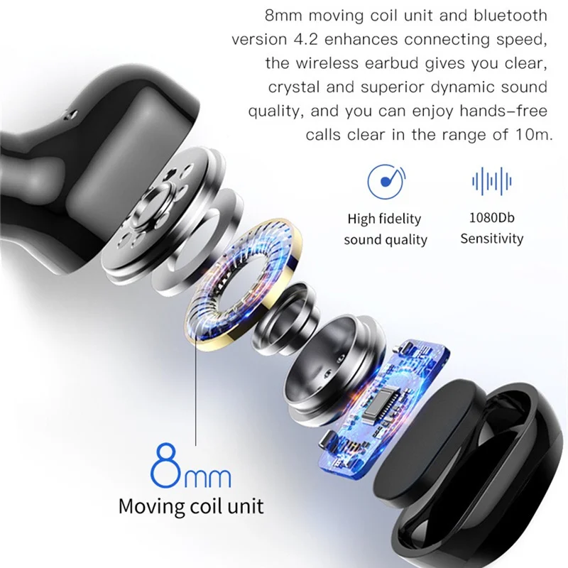 TWS 5.0 Noise Reduction Bluetooth Headset Single Into the ear Low Power Comfortable Sweatproof Wireless with Microphone | Электроника