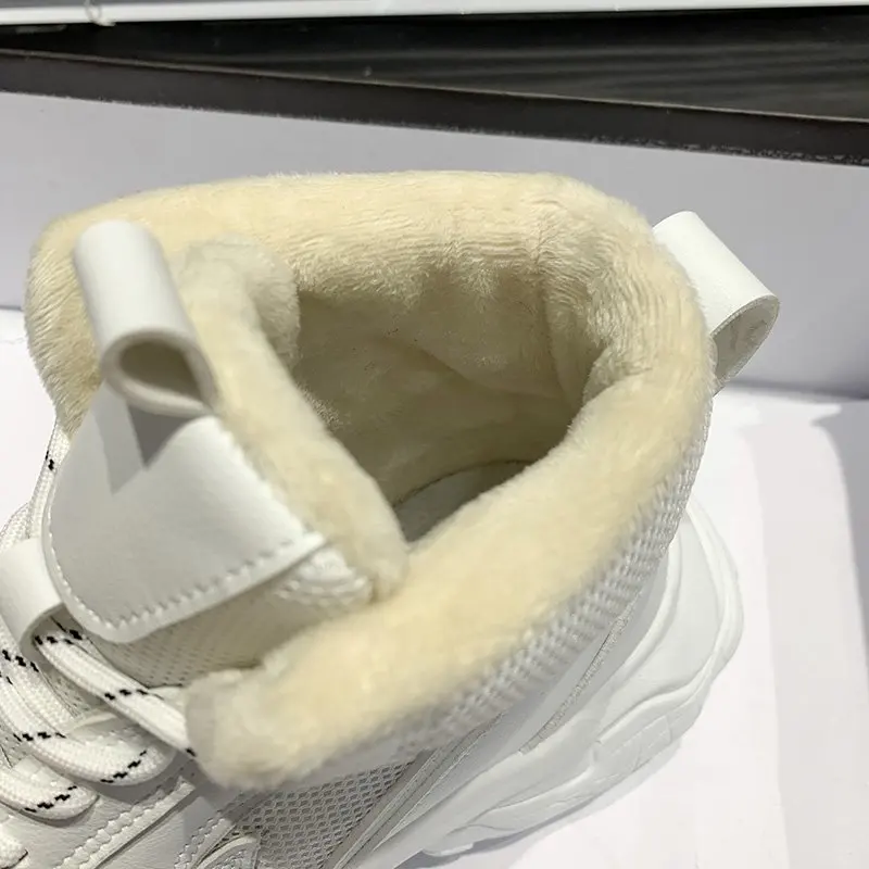 

Winter Women Chunky Sneakers Vulcanized Shoes Female Black Platform Short Boots Comfortable Light Keep Warm Casual Shoes 6CM