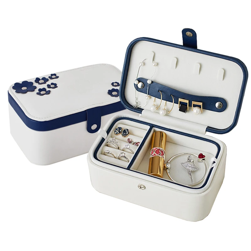 

Lady Jewelry Storage Organizer Case Portable Travel Ring Necklace Earring Gift Display PU Leather Jewellery Box