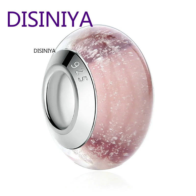 DISINIYA оптовая продажа серебряные светящиеся европейские коричневые бусины из