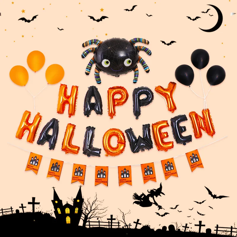 

Happyhalloween Halloween Alphabet Aluminum Film Balloon Set Pumpkin Spider Toy Balloon