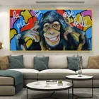 Граффити забавная обезьяна настенная Картина на холсте животные Поп-Арт холст картины фотография для детской комнаты большой размер