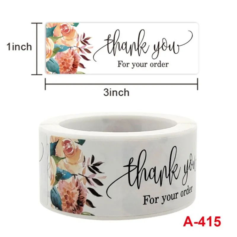Прямоугольные наклейки 120шт 2.54X7.62см Спасибо за поддержку моего малого бизнеса черно-белые цветочные наклейки-подарки.