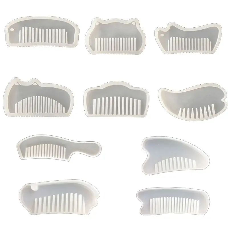 

10Pcs Crystal Epoxy Resin Mold Comb Casting Silicone Mould DIY Crafts Making Too