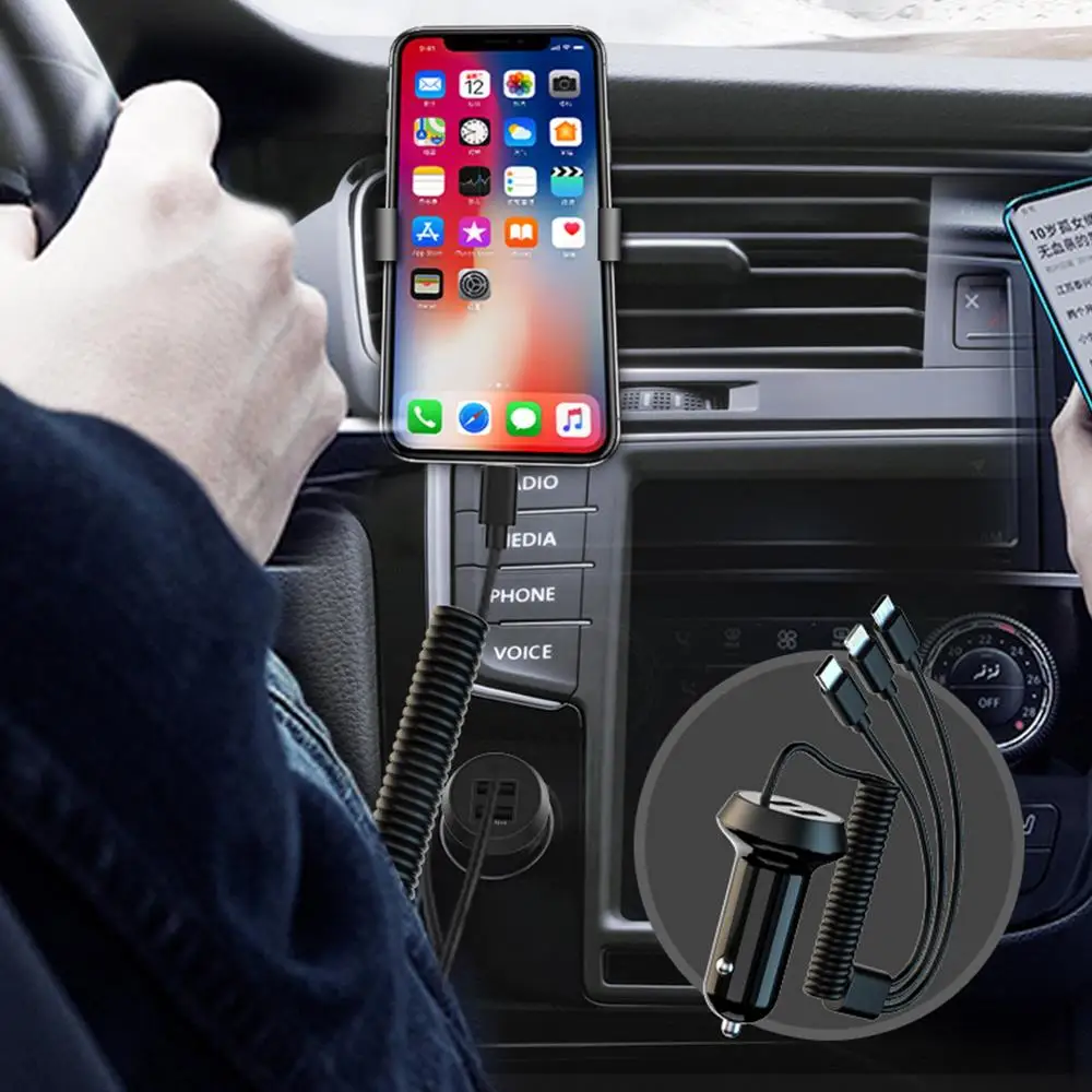 

Vehemo with Line 3 in 1 2usb Car Charger Mobilephone Fast Charge for USB Fast Car Charger Intelligent Front Seat