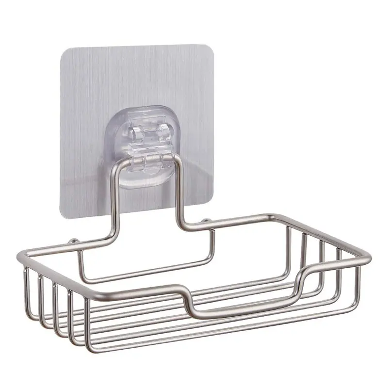 

Soap Dish Holder for Bathroom Shower Wall Mounted Self Adhesive Nail Free No Drilling Soap Holder Saver Tray-Stainless Steel Spo