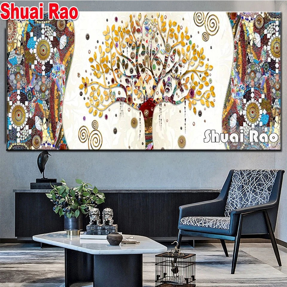 China Feng Shui Diamond Painting Full Drill Mosaic Abstract Money Tree Embroidery Cross Stitch large size Entrance decor | Дом и сад